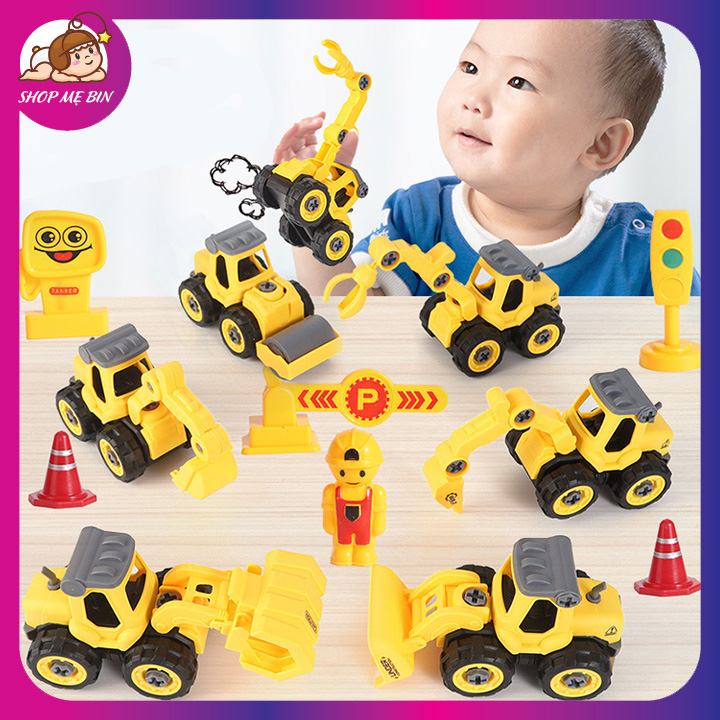 Đồ chơi lắp ráp cho bé, đồ chơi lắp ráp mô hình xe cần cẩu, máy xúc chất liệu nhựa ABS an toàn cho bé - Đồ chơi trẻ em, đồ chơi lắp ráp cho bé, đồ chơi lắp ráp xe công trình
