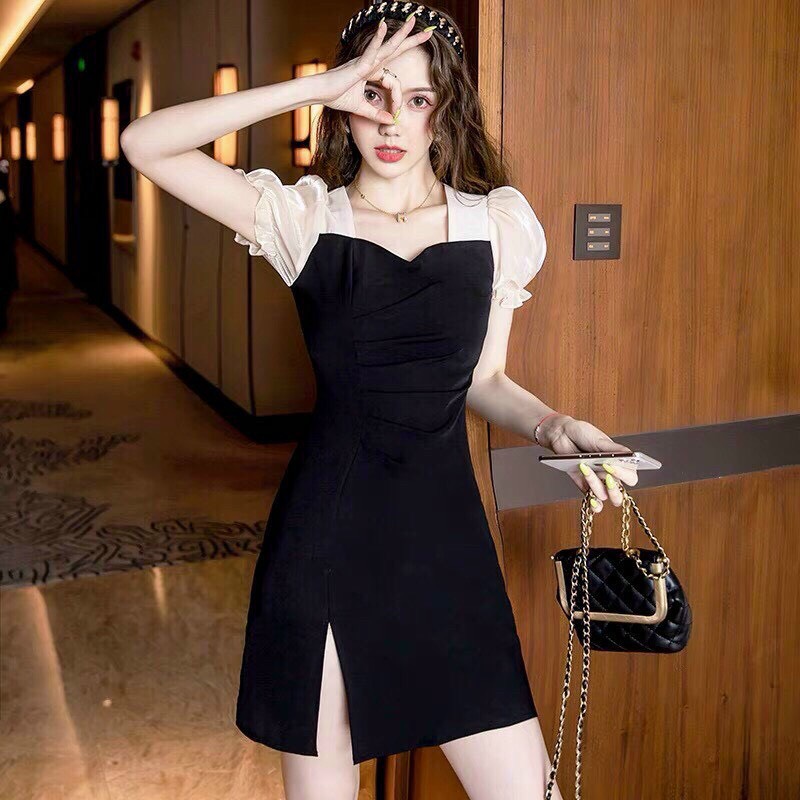 [ Voucher 50k Freeship Max 0 đồng toàn quốc ]ĐẦM TIỂU THƯ NGẮN XẺ TÀ, CỔ VUÔNG PHỐI ÁO TAY BÚP CHẤT VOAN DỄ THƯƠNG, THÍCH HỢP MẶC ĐI CHƠI, ĐI TIỆC