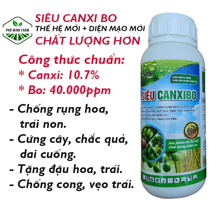 Phân bón vi lượng Siêu Canxi Bo SMC 500ml làm dai cuống, chống rụng hoa rụng trái, thối trái, cứng cây xanh lá, quả đẹp, ra hoa nhiều và tập trung