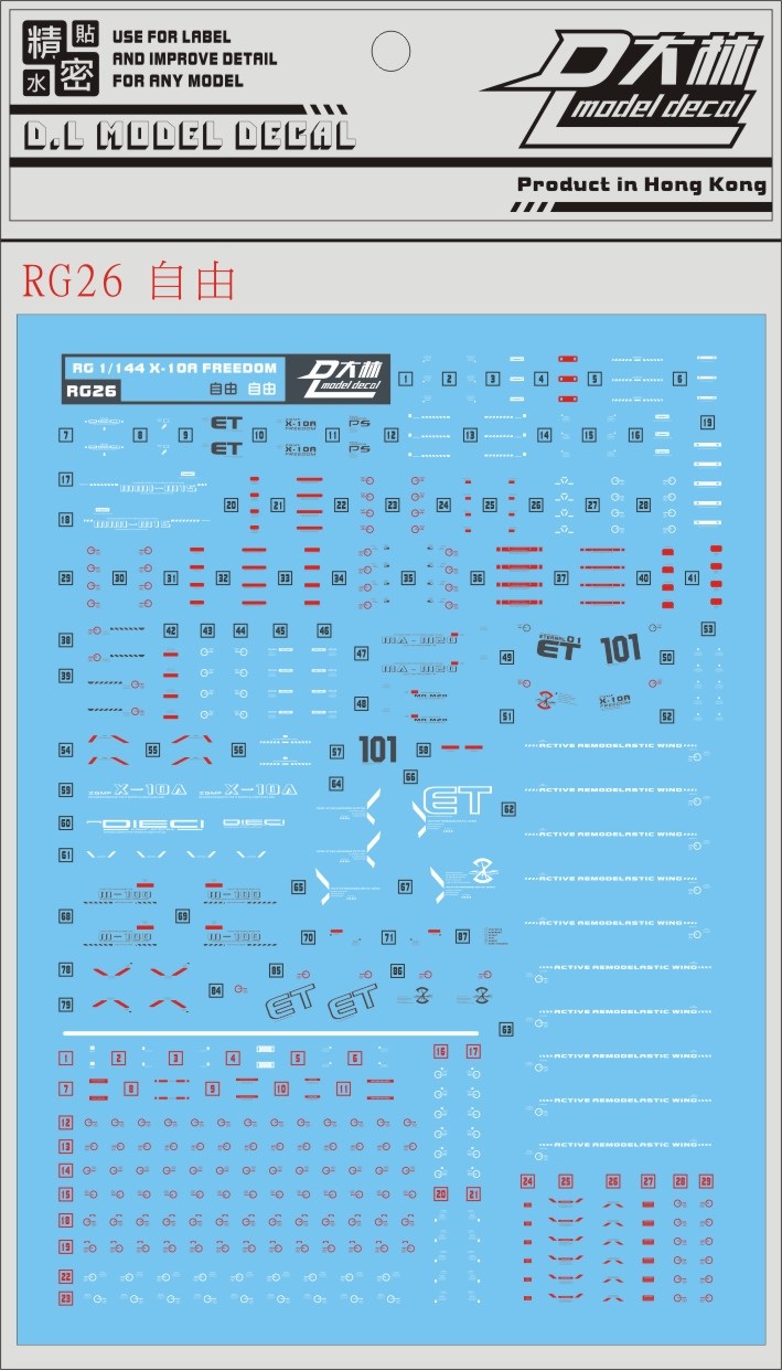 Phụ kiện mô hình - decal nước cho gundam rg 1/144 zgmf-x10a freedom gundam