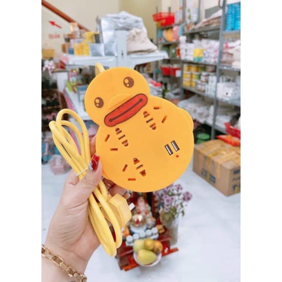 Ổ cắm điện hình con vịt màu vàng