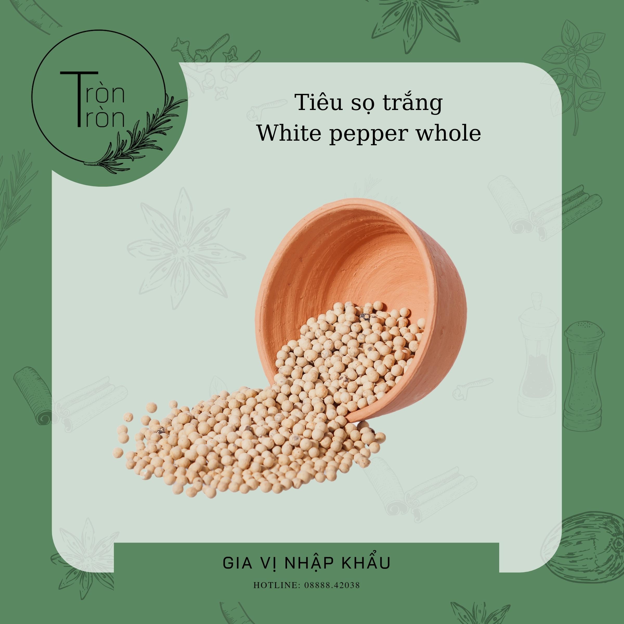 Tiêu sọ trắng nguyên hạt - White pepper 50g nấu ăn ngâm rượu