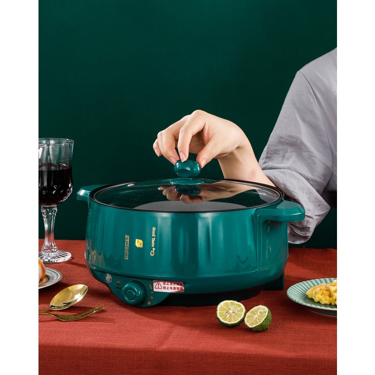Nồi điện mini đa năng kèm lồng hấp inox nồi điện chống dính cao cấp