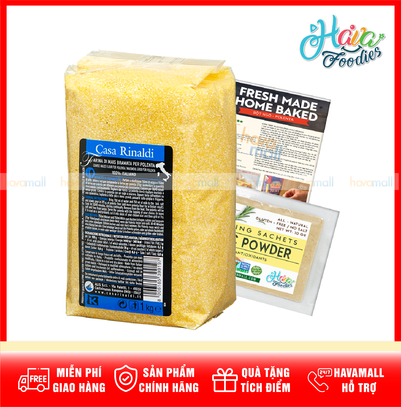 Tặng bột tỏi bột bắp polenta casa rinaldi 1kg – corn flour