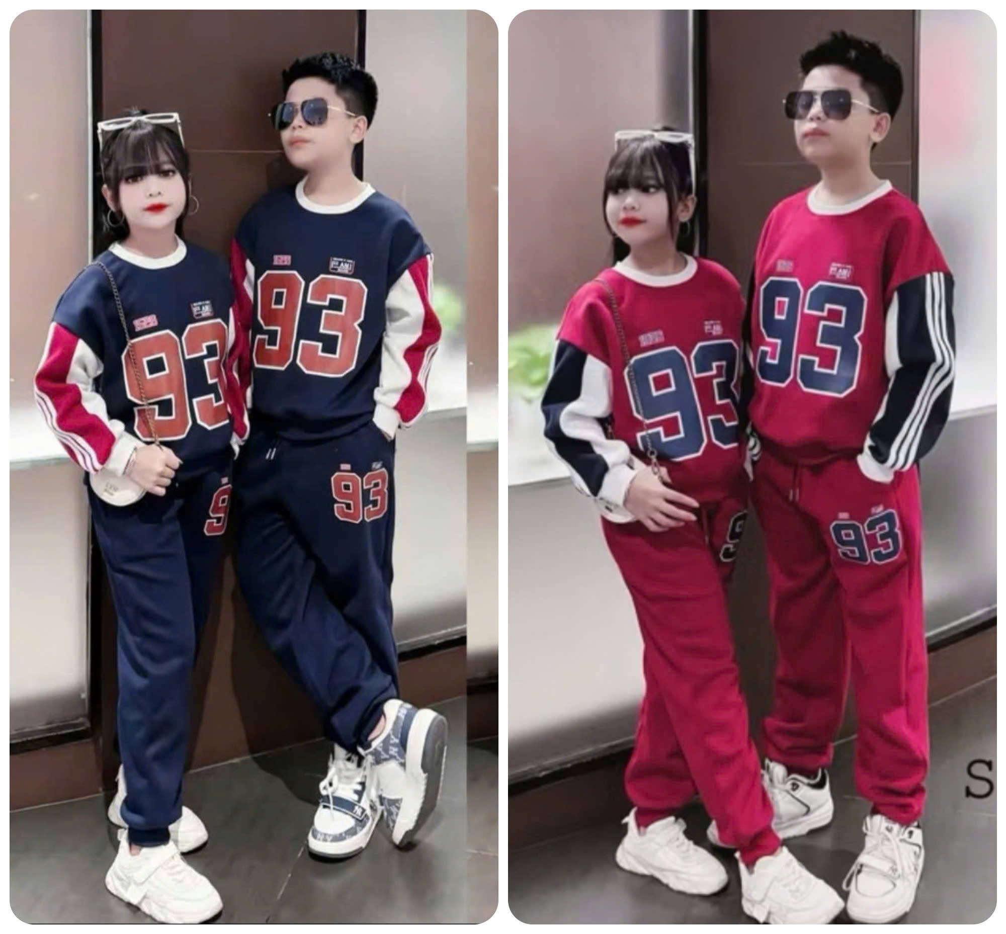 Bộ quần áo thu đông trẻ em 13-46kg dành cho bé trai mẫu chất nỉ bông dày dặn giữ ấm tốt 93 B18