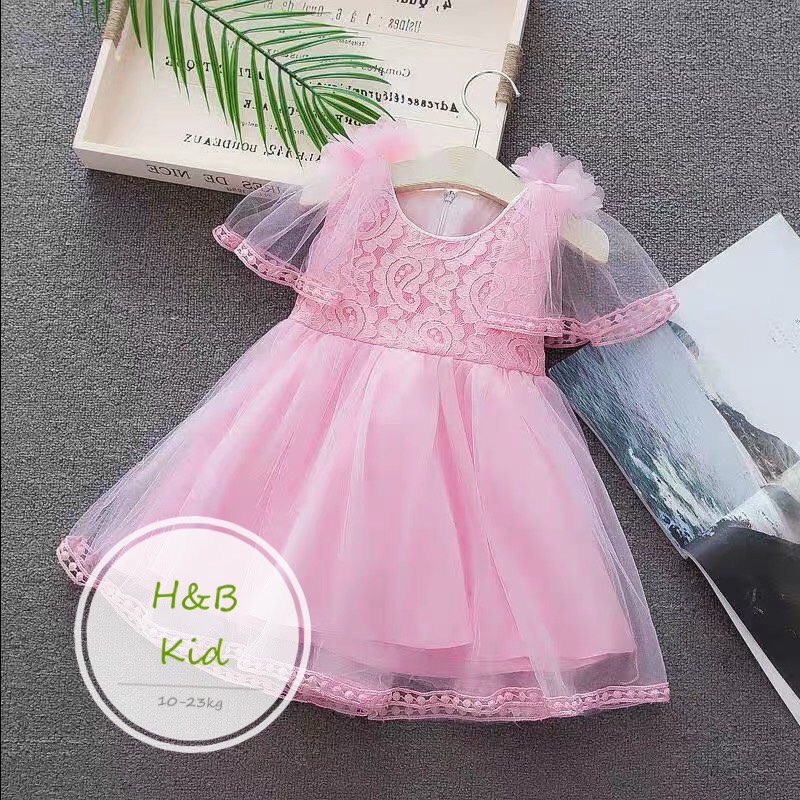 Váy công chúa tay cánh dơi,váy công chúa ren hồng cho bé gái,quần áo trẻ em, váy bé gái, váy lót trẻ em, phong cách thời trang hàn quốc, trẻ lớn ren không tay váy công chúa mùa hè no ratings