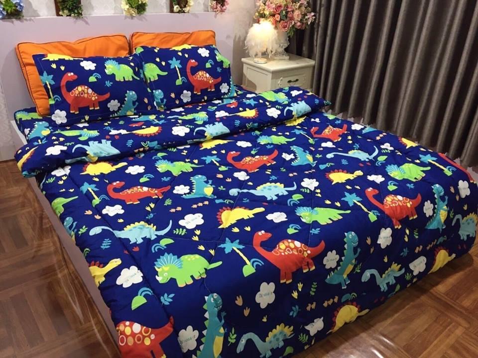 Ga và 2 áo gối mẫu khủng long