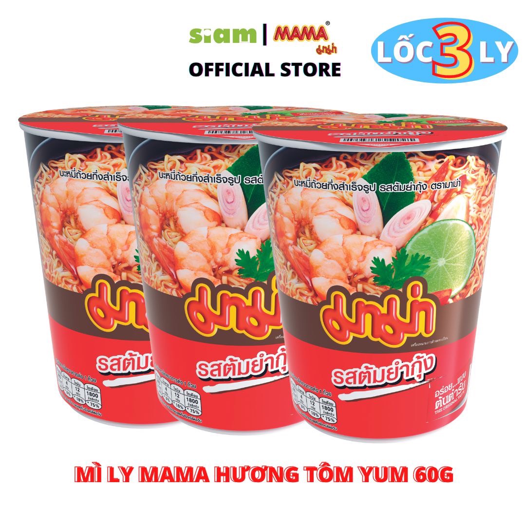 [HCM]LỐC 3 LY - MÌ MAMA HƯƠNG TÔM YUM 60G
