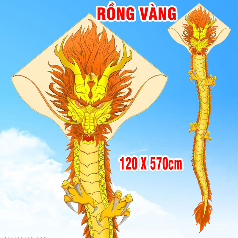 Diều rồng vàng khủng bay đầm in kỹ thuật số hiện đại