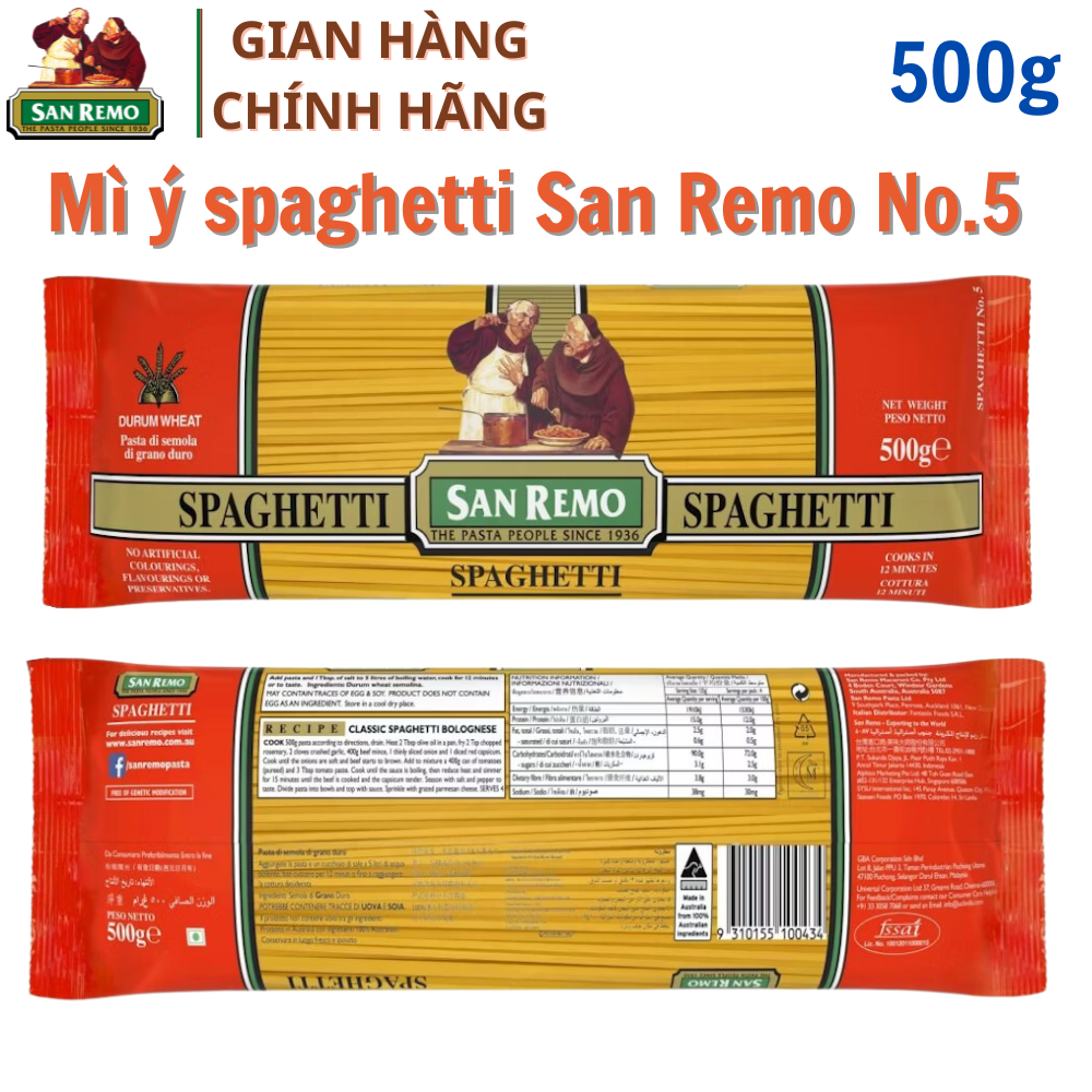 Mì ý spaghetti thương hiệu San Remo 500g No.5