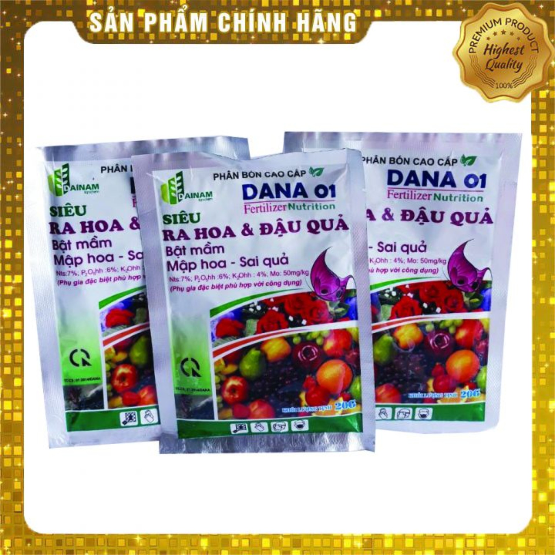 Combo 2 gói Phân bón lá cao cấp DANA 01 (20g) Siêu ra hoa và đậu quả, bật mầm, mập hoa, sai quả