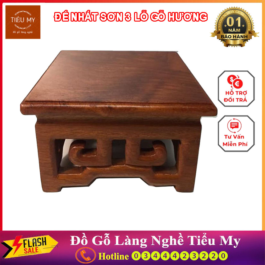 Đế Nhất Sơn, Đế Kê Tượng Lục Bình, kê vật phong thuỷ chất liệu Gỗ Hương, đế phun 3 lớp sơn PU bóng đẹp độ bền cao sử dụng lâu dài