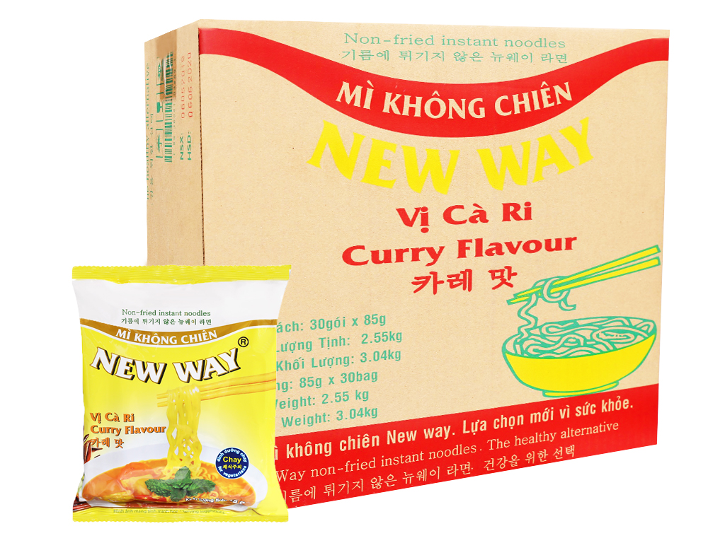 Thùng 30 gói mì không chiên New Way vị cà ri 85g