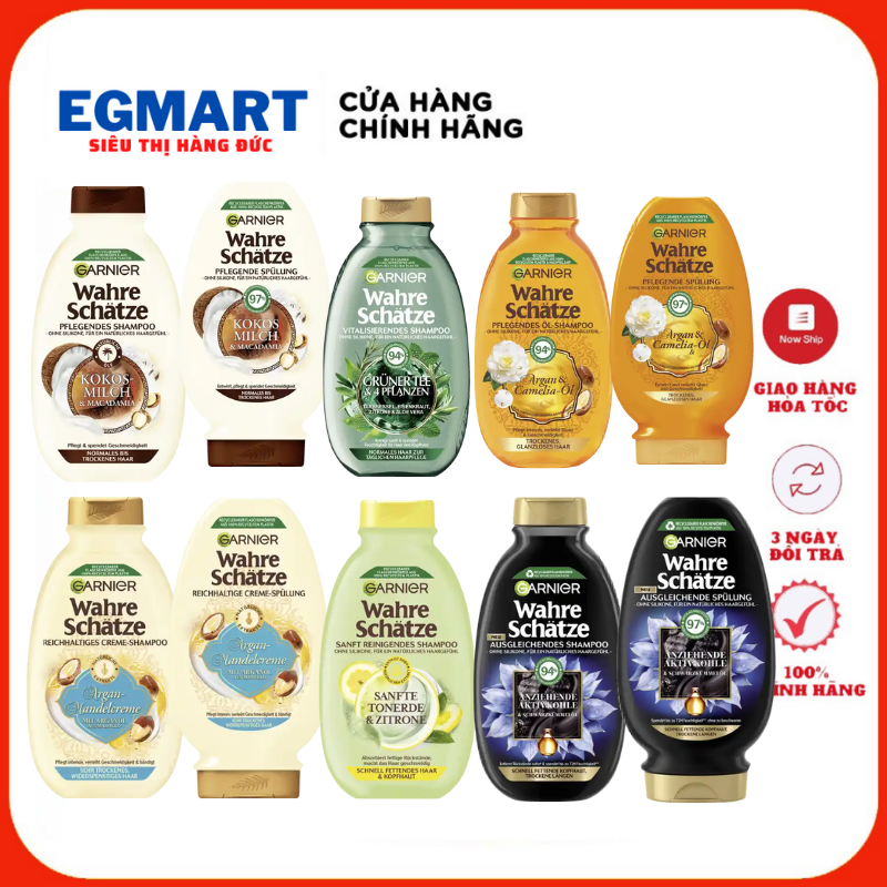 Dầu gội, Dầu xả Garnier Wahre Schatze 250ml&200ml- Hàng Đức