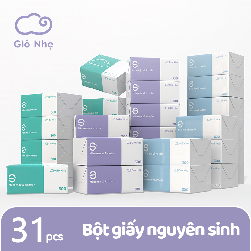 Thùng 33 gói giấy ăn rút Gió Nhẹ 3 màu cao cấp 4 lớp dày dặn, mềm mịn - 2