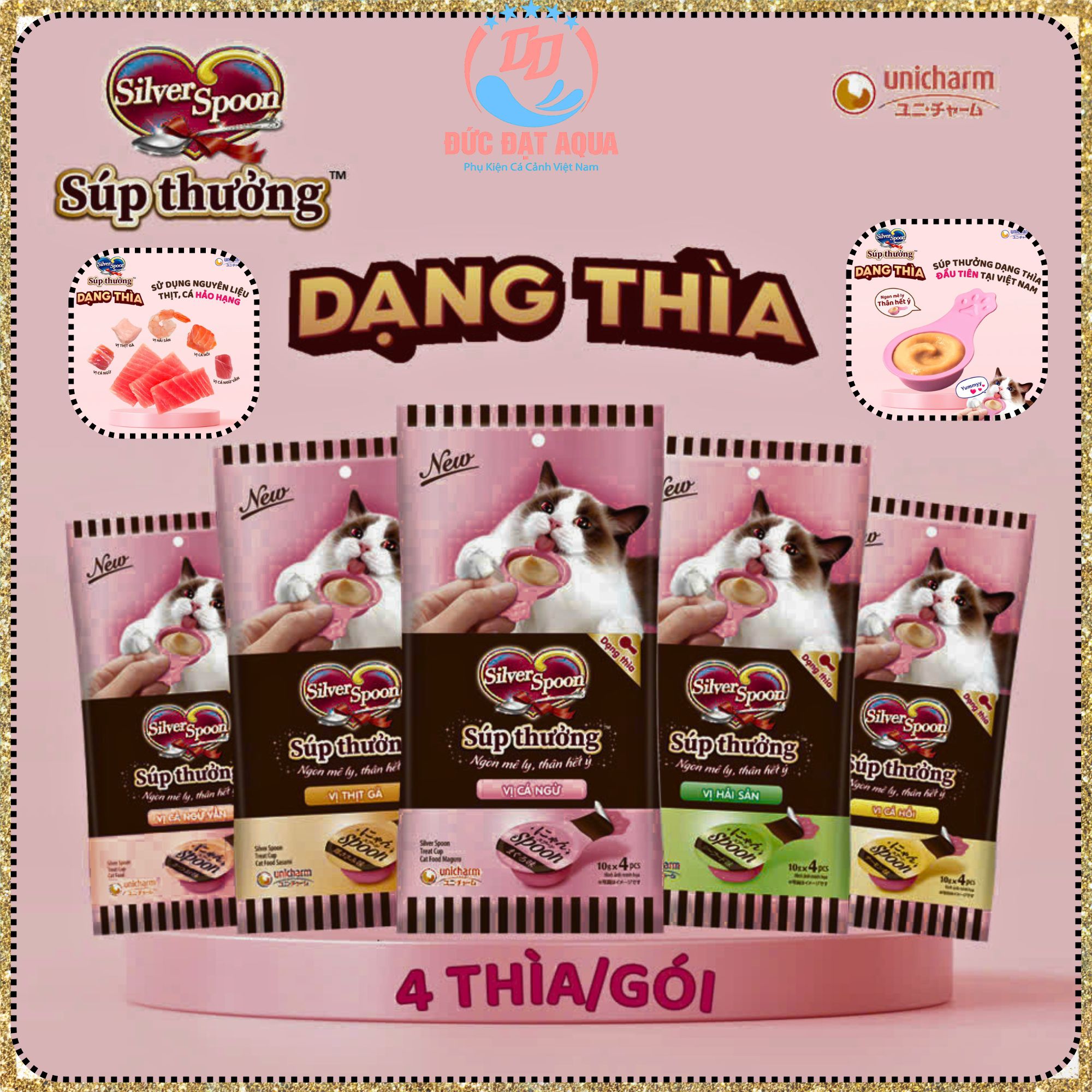 Súp Thưởng Cho Mèo Silver Spoon Dạng Thìa gói 40g có 4 thìa hàng chính hãng có xuất vat
