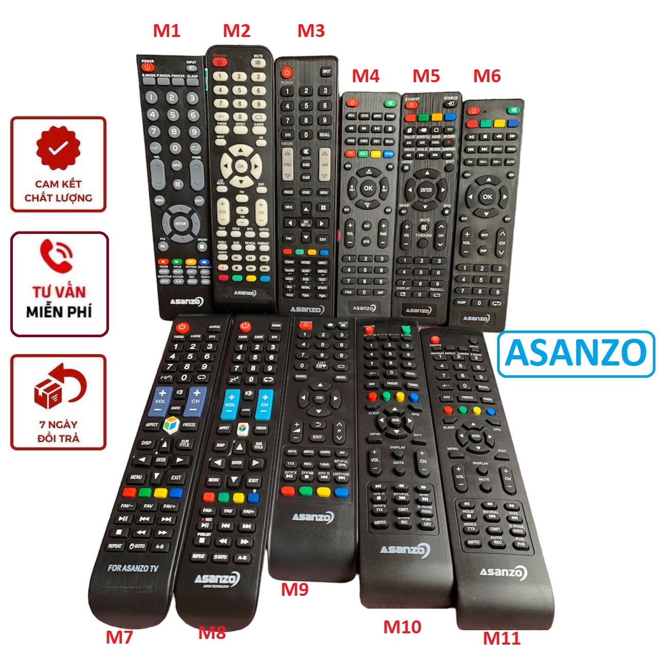 Remote Điều khiển tivi Asanzo đủ mẫu chính hãng các dòng tv thường