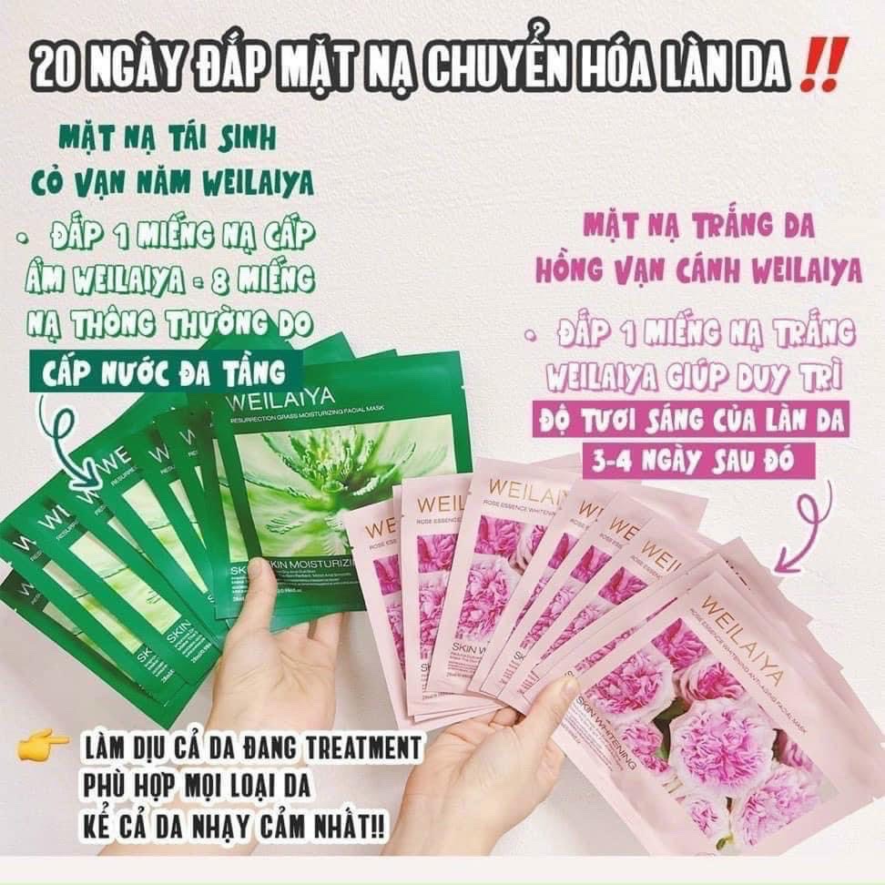 Mặt nạ Weilaiya hộp 10 miếng cấp ẩm dưỡng ẩm, dưỡng trắng , chống lão phục hồi giúp da căng bóng trắng sáng