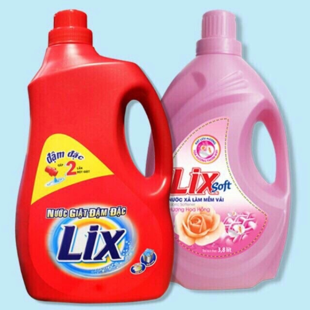 [HCM]Combo Can Nước Giặt Lix 3.6Kg + Nước Xả Lix 3.8 Kg Hương Hoa Hồng