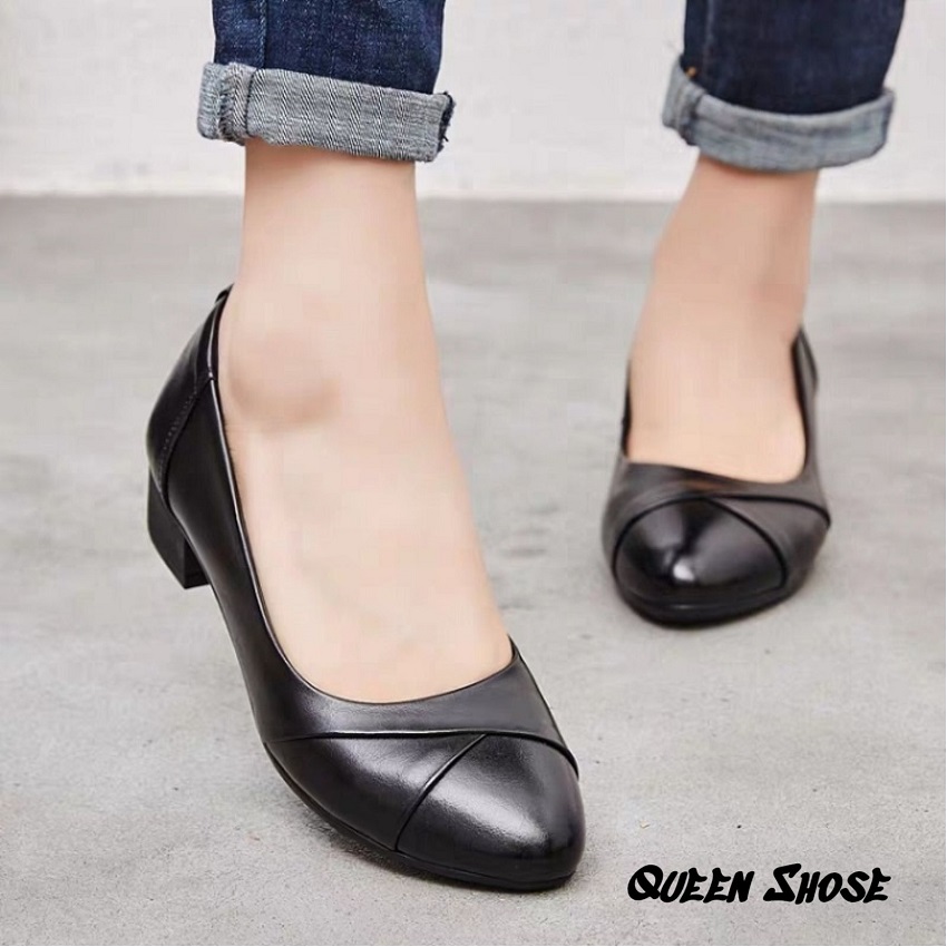 Giày búp bê nữ đế 3cm da lỳ cao cấp Hàng VNXK