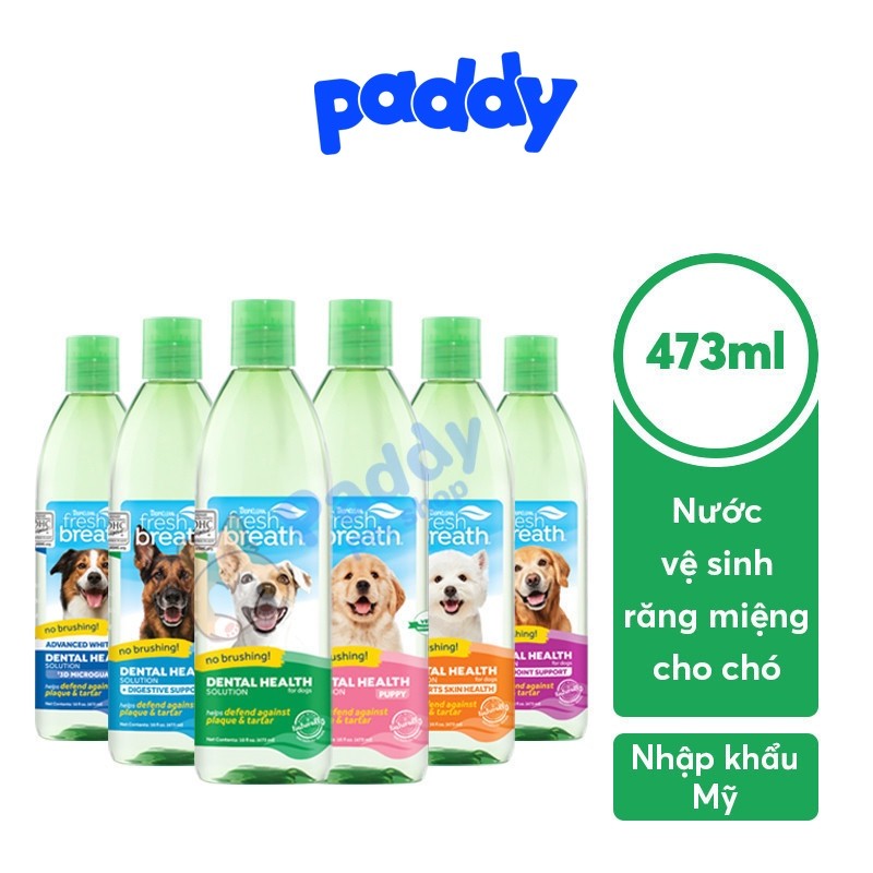 Dung Dịch Vệ Sinh Răng Miệng Hỗ Trợ Sức Khỏe Chó Mèo Tropiclean 473ml (Nhập khẩu Mỹ)