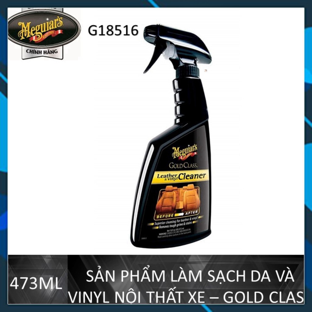 Meguiar's Sản phẩm làm sạch da và vinyl dòng Gold Class - Leather & Vinyl Cleaner - G18516, 473ml