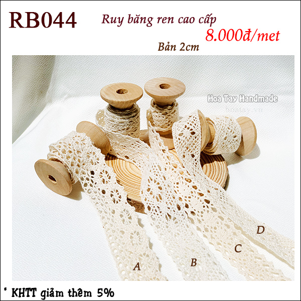 Ruy băng ren vintage bản 2cm rb044 - hoa tay handmade