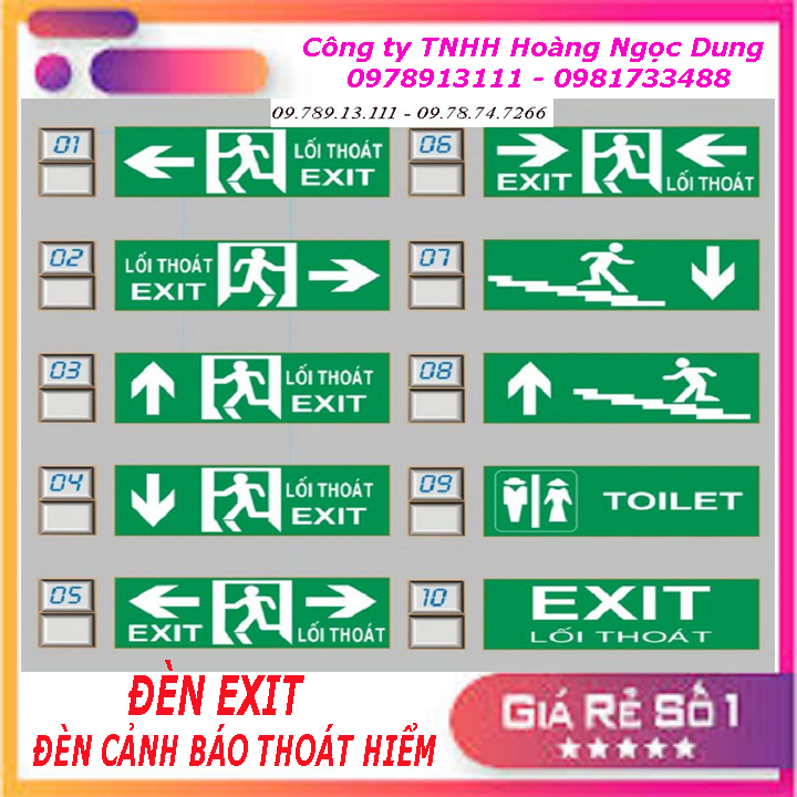 Đèn exit. đèn thoát hiểm chỉ lối thoát 2 mặt. đèn exit 2 mặt có chỉ hướng