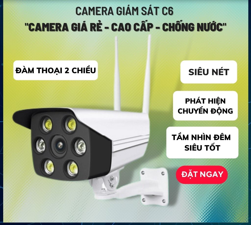 Camera an ninh, camera cửa hàng, camera quan sát, camera gia đình, Camera an ninh - Camera ngoài trời C6 Chống nước cao 1080P/4MP - Giám sát tốt - Có Màu Ban Đêm Đàm Thoại tốt