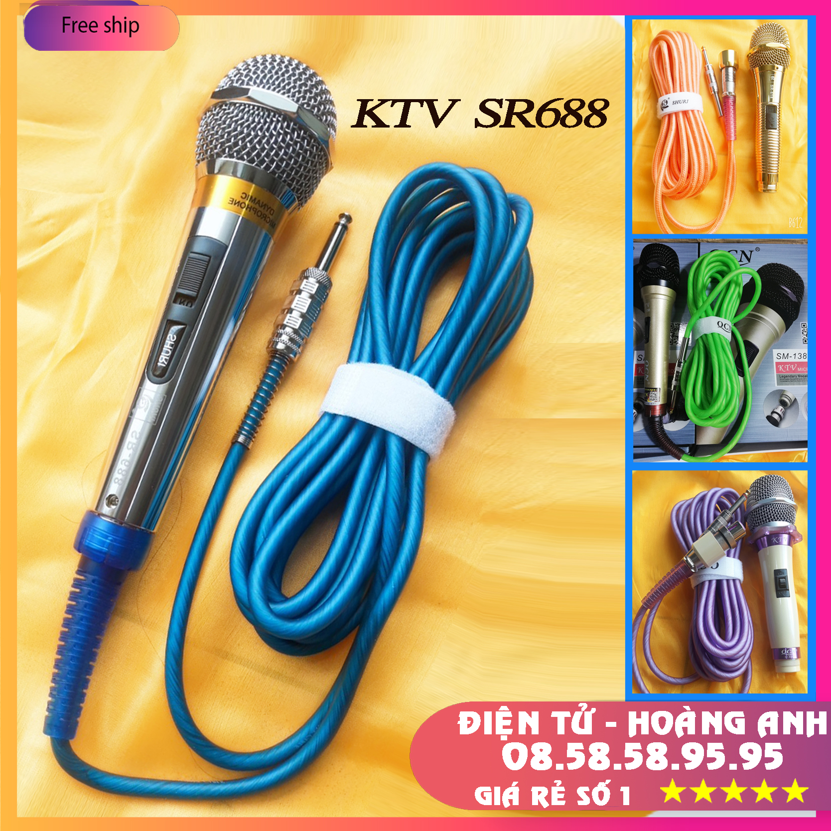 Micro dây hát Karaoke  KTV SN 688 dây 5 mét (chuyên nghiệp)ZL.08.58.58.95.95