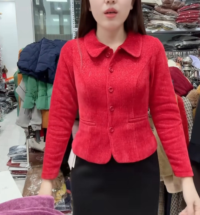 Áo vest nhung cao cấp, áo nhung gân tăm kim tuyến, áo nhung tăm hàn, mã v31