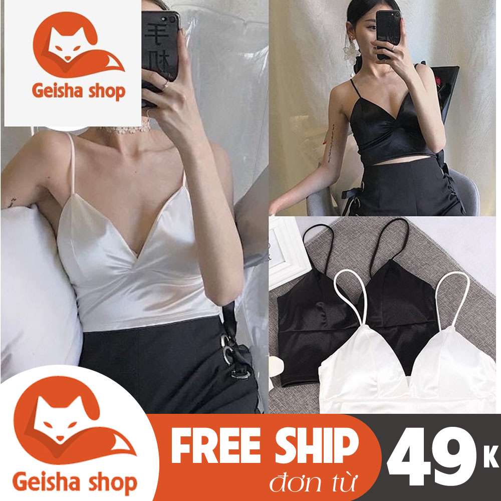 Áo lót bralette satin dáng dài AN9, hai dây mảnh quyến rũ, có mút ngực mặc êm tôn dáng