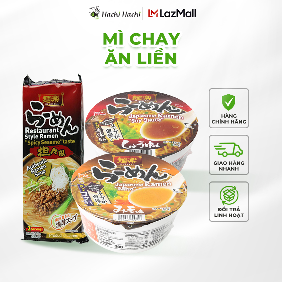 Mì chay ăn liền rau củ nước tương/ miso Nhật Bản Hikari Miso - Hachi Hachi Japan Shop