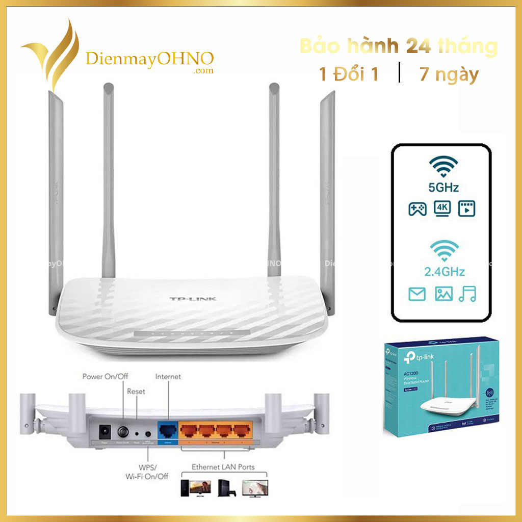 Bộ Phát  Wifi Router TP Link ACher C50 Chính Hãng ThiếT Bị Bộ Cục Modem Router Phát Sóng Wifi 2 Băng Tầng 2.4Ghz 5Ghz - Điện Máy OHNO