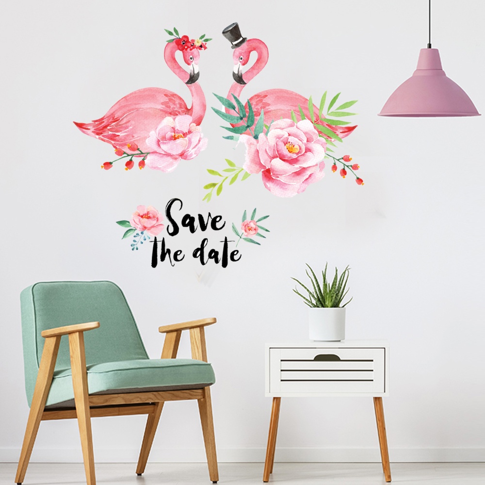 Decal dán tường Đôi hạc hồng -P14 -vivadecals