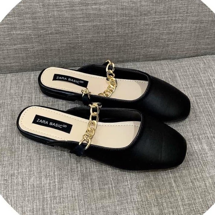 [Mã FASHIONG10 giảm 10k đơn 50k] Giày Sục Da Quai Xích Vàng Đế Bệt Sang Chảnh G11