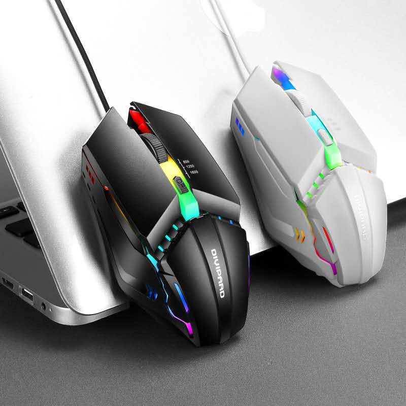 (HCM) Chuột game thủ click tốt chuyên game DIVIPARD 4D OP-40 led RGB hot 2024 (màu trắng)