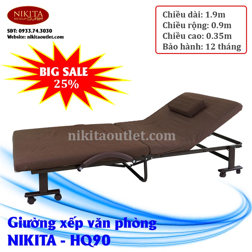 Giường gấp văn phòng kiểu hàn quốc - hq90 nâng đầu 5 cấp độ - bảo hành chính hãng 12 tháng - nikita outlet