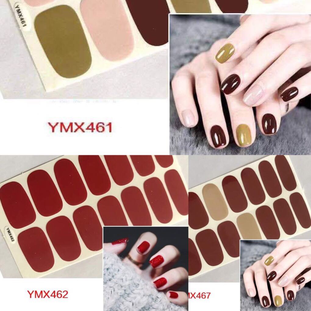 Bộ Dán Móng Tay Màu Trơn,Dán Móng Tay 3D Không Thấm Nước Nhiều Mẫu Lựa Chọn