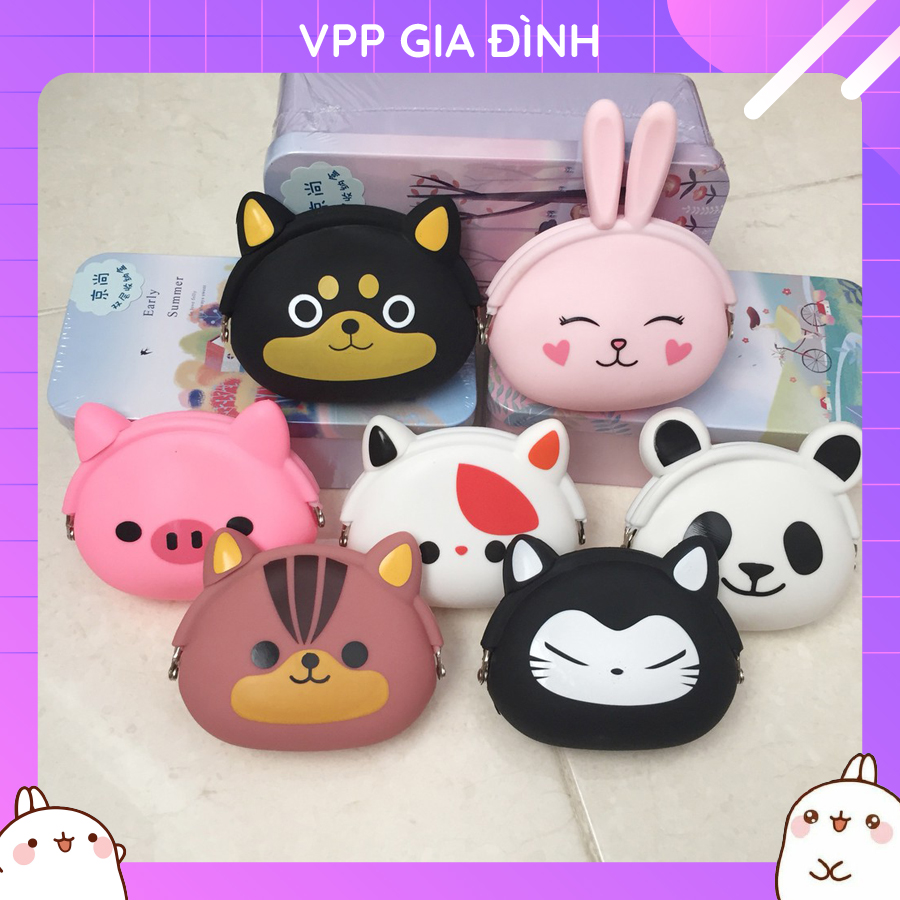 Bóp silicon hình thú cute ví đựng cáp sạc tai nghe dễ thương