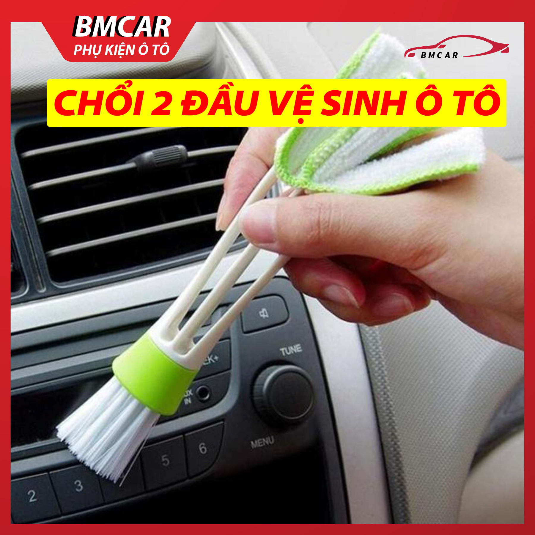 Chổi 2 đầu vệ sinh cửa gió điều hòa ô tô, xe hơi