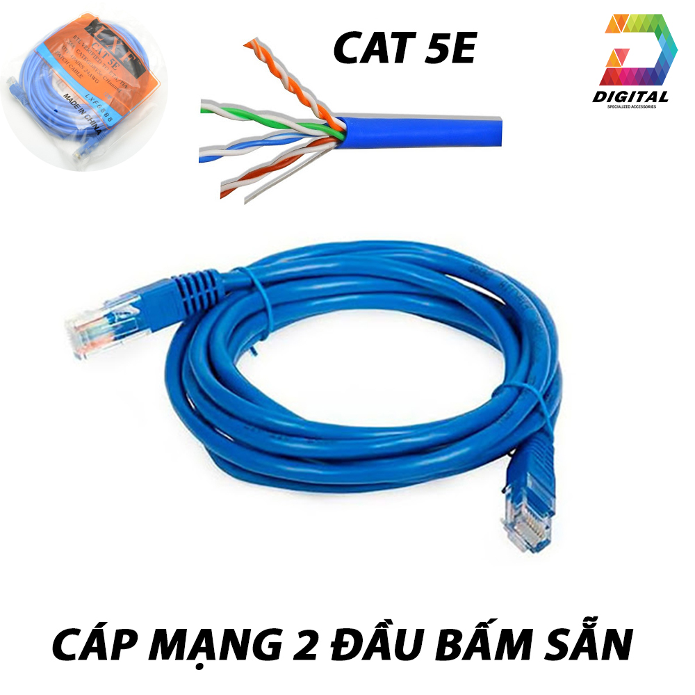 Cáp Mạng 2 Đầu Bấm Sẵn LXF Tốc Độ CAT 5E Đúc 2 Đầu
