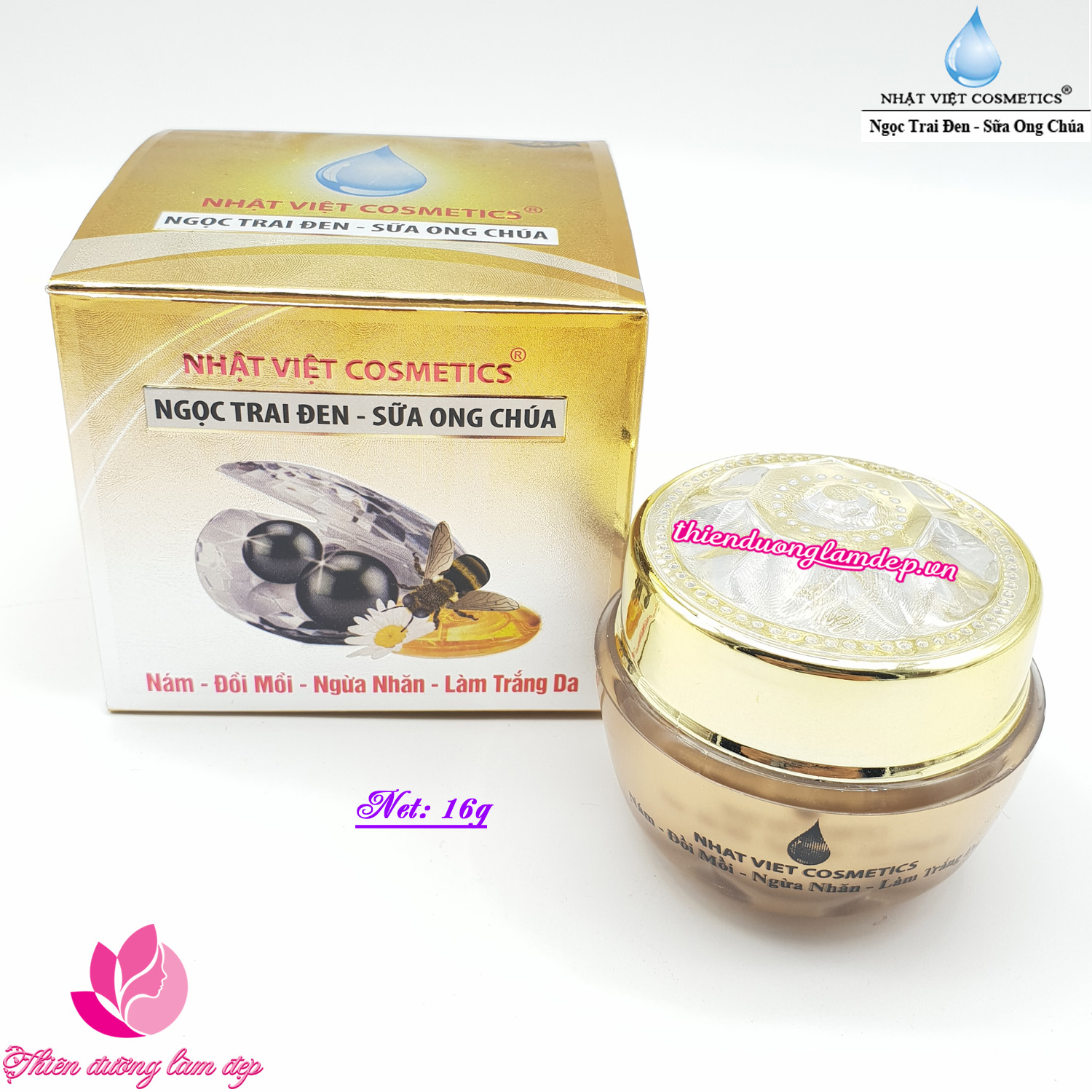 Kem nám, đồi mồi, ngừa nhăn, làm trắng da Kem V9 Ngọc Trai Đen - Sữa Ong Chúa mỹ phẩm NHẬT VIỆT - 10g