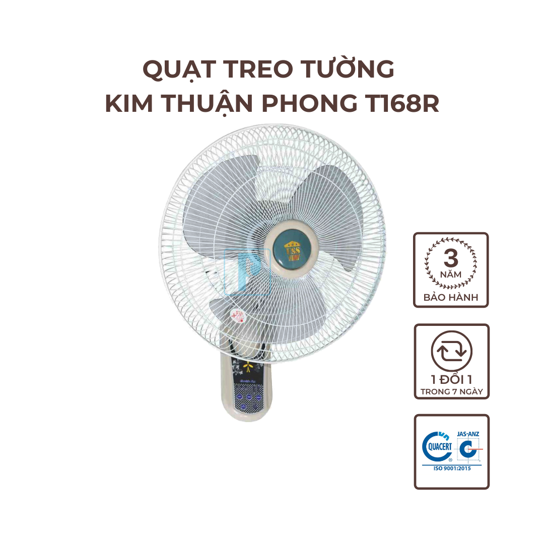 Quạt treo tường Kim Thuận Phong có remote T168R