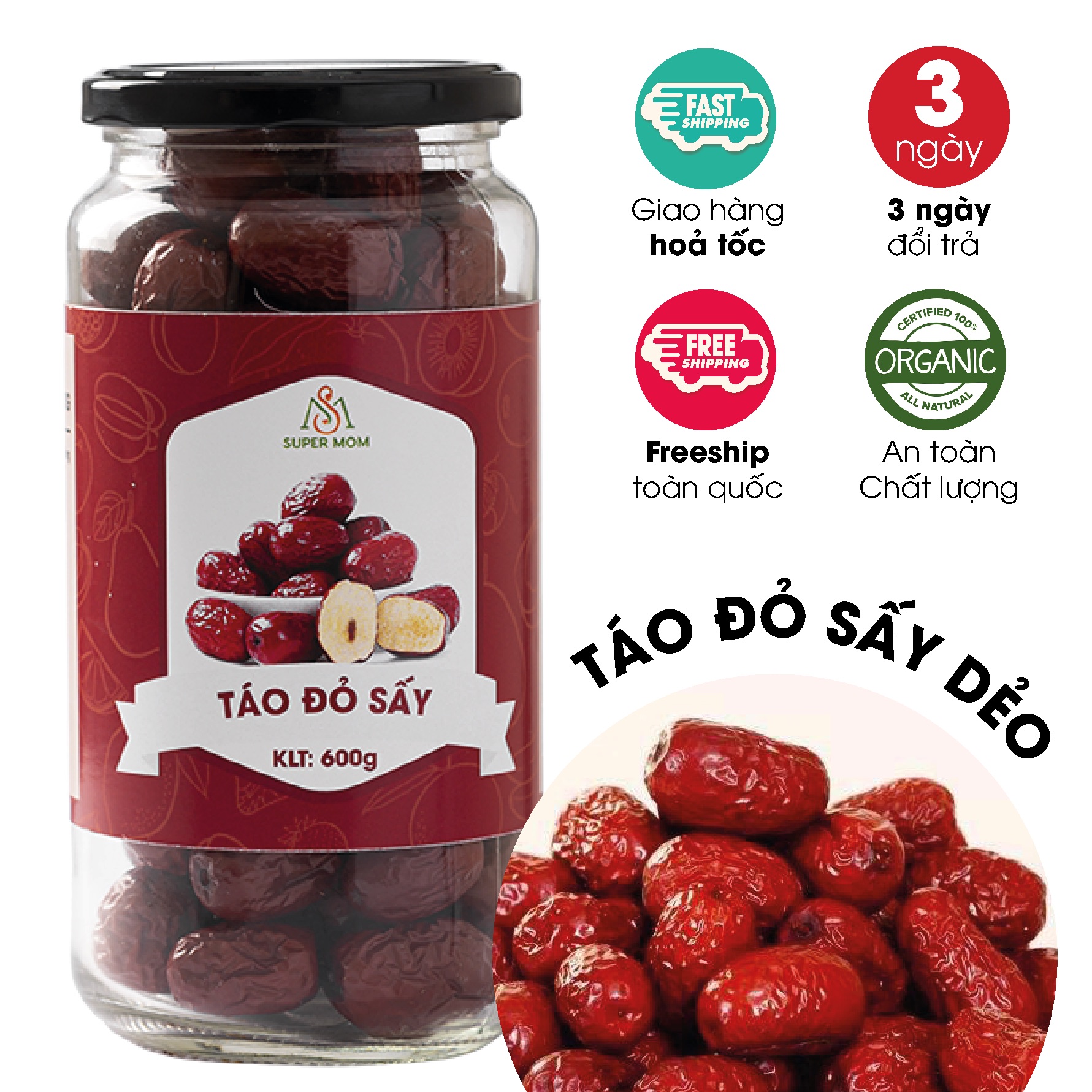 Táo đỏ sấy dẻo không đường ăn vặt mẹ bầu/ ăn vặt ăn kiêng/ ăn vặt healthy lành mạnh/ ăn vặt giảm cân