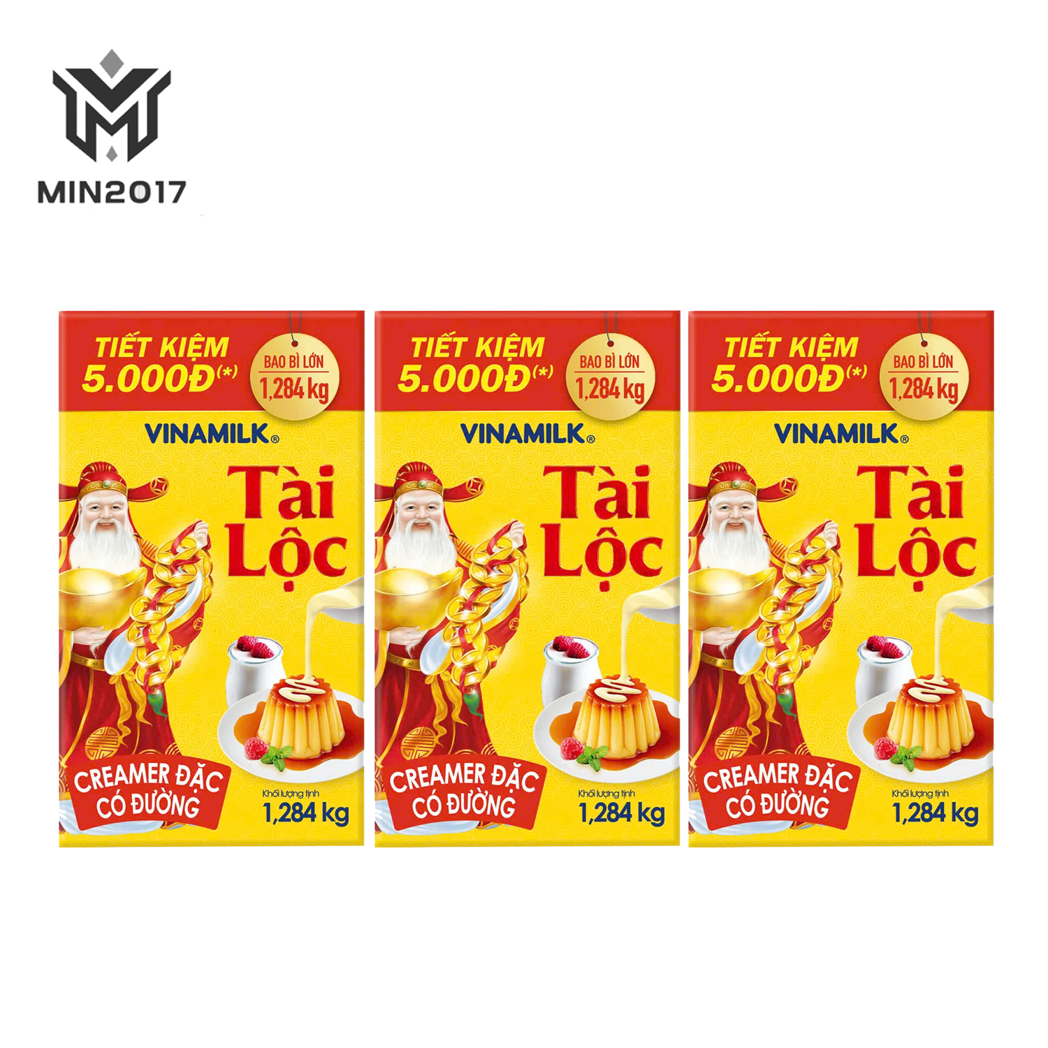  COMBO 03 HỘP Sữa đặc có đường Vinamilk Tài Lộc hộp giấy 1284g - Min2017 
