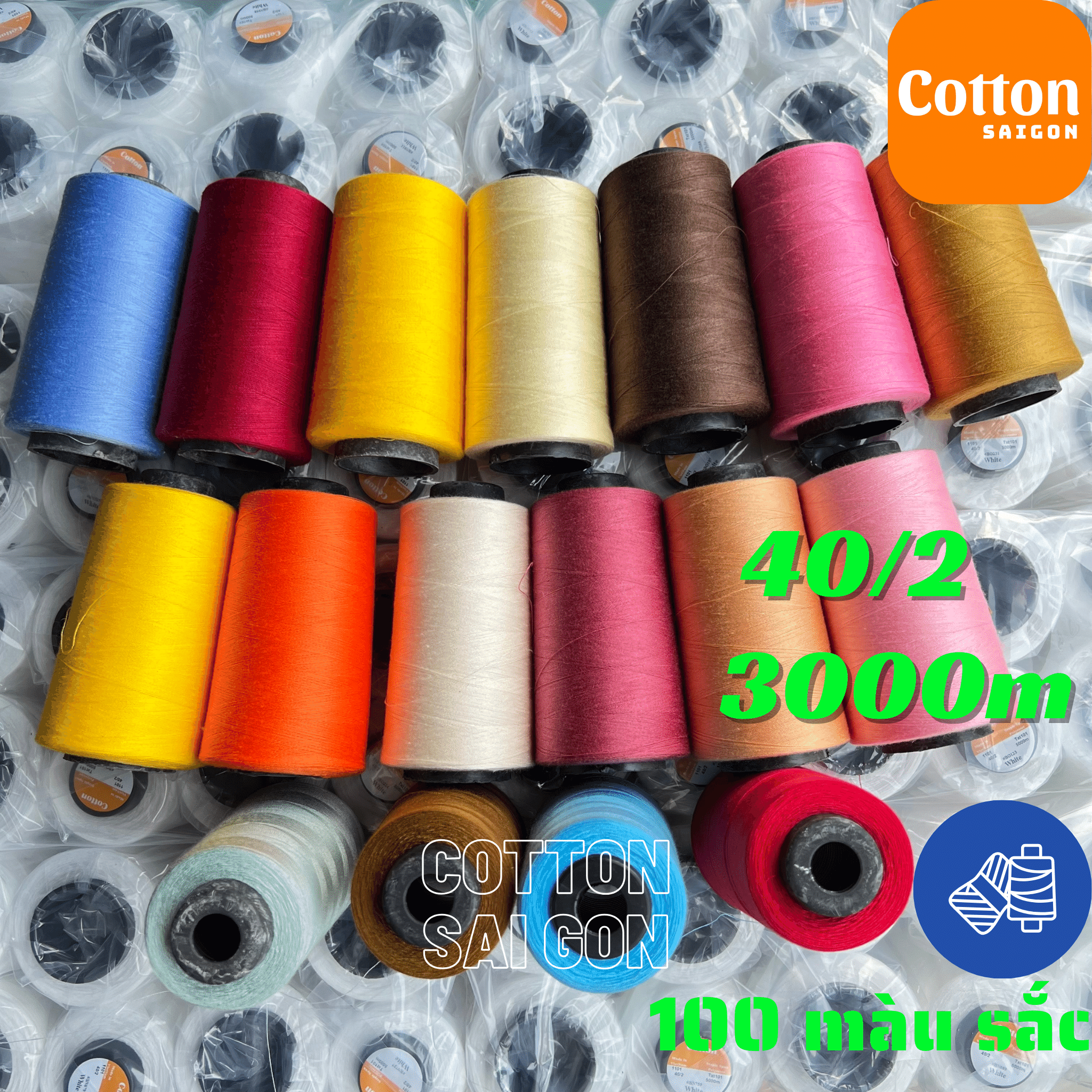 Chỉ may công nghiệp sợi nhỏ 40/2 - 100 mã màu sắc