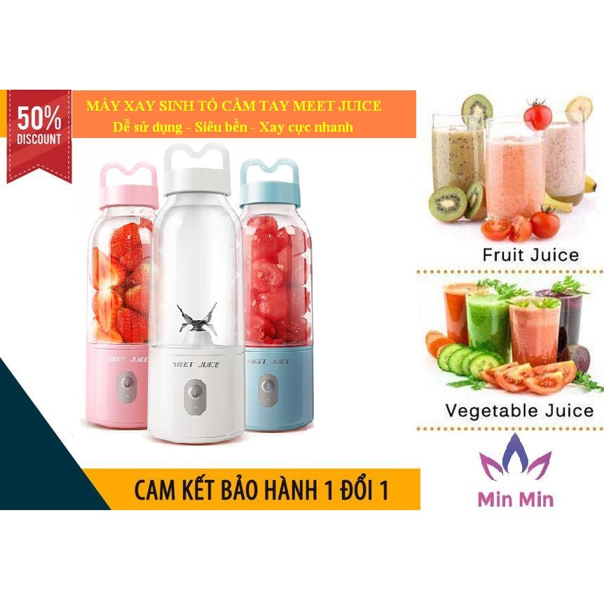 Máy Xay Sinh Tố Đa Năng Cầm Tay Meet Juice - Xay sinh tố, xay đá, xay rau quả cực nhanh 9s, cao cấp, an toàn - BH 1 đổi 1
