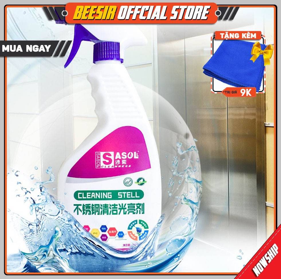 [Kèm Quà Tặng] Dung Dịch Làm Sạch, Tẩy Rửa Và Đánh Bóng Bề Mặt Inox Thang Máy Cao Cấp Sasol 500ml