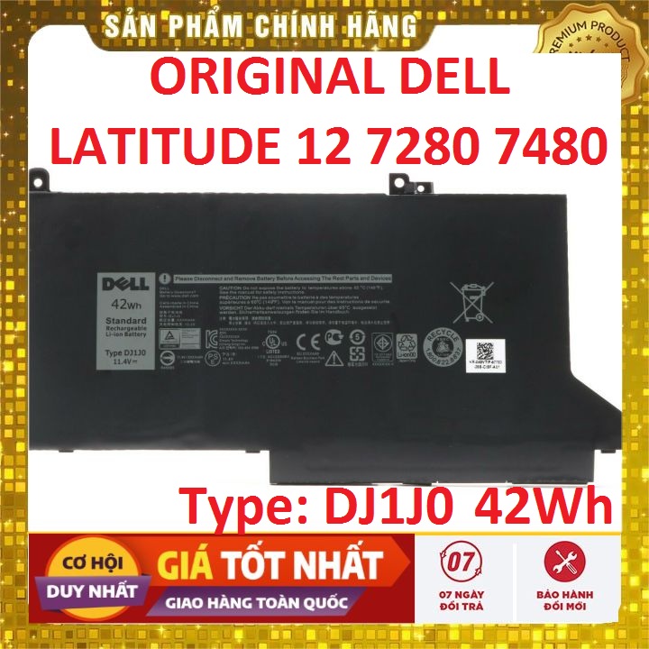 Pin laptop dell dj1j0 42wh latitude 12 7280 7480 - pin zin bảo hành 6 tháng lỗi đổi mới